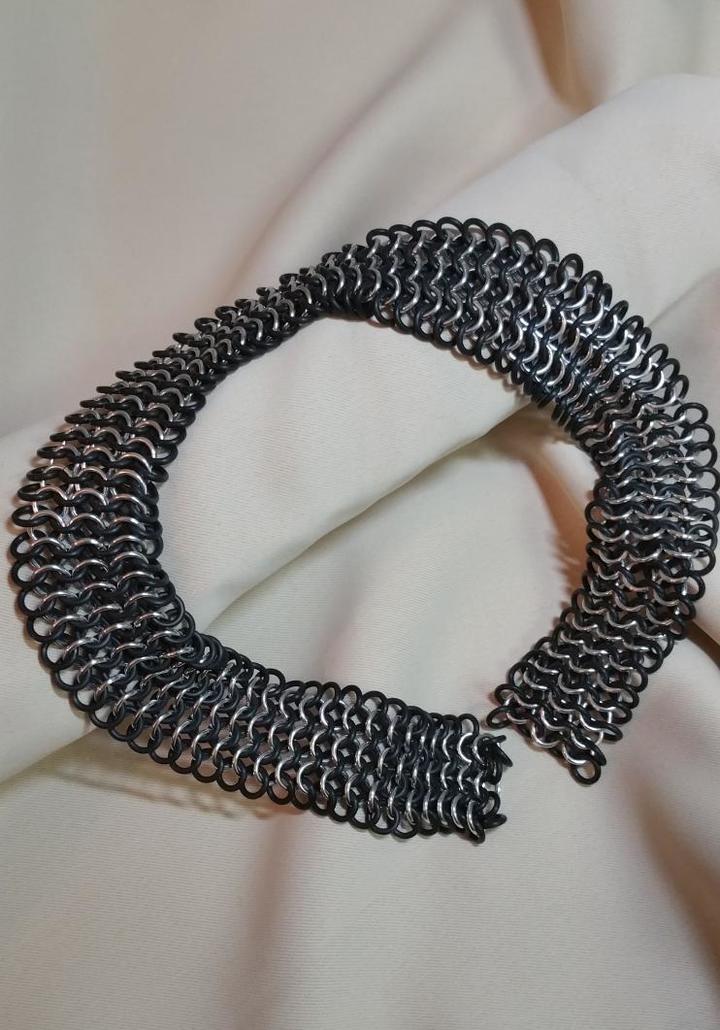 Black and Silver chainmaille necklace